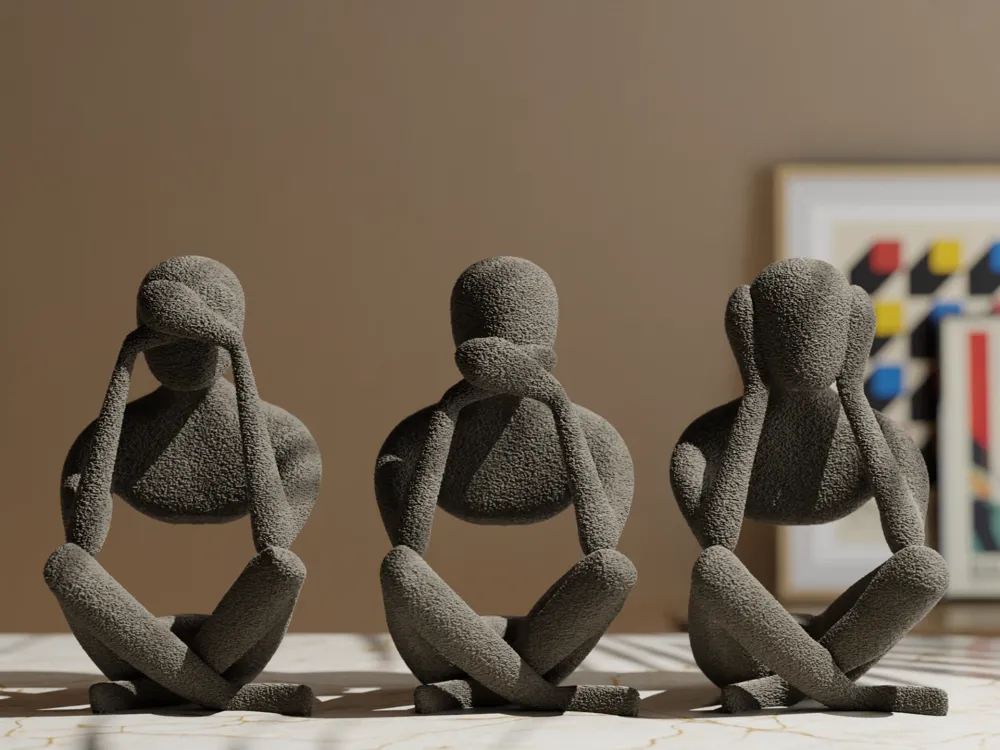 Collecticraft NOBody No Evil Trio Figurines - Modern Aesthetic Decor Set