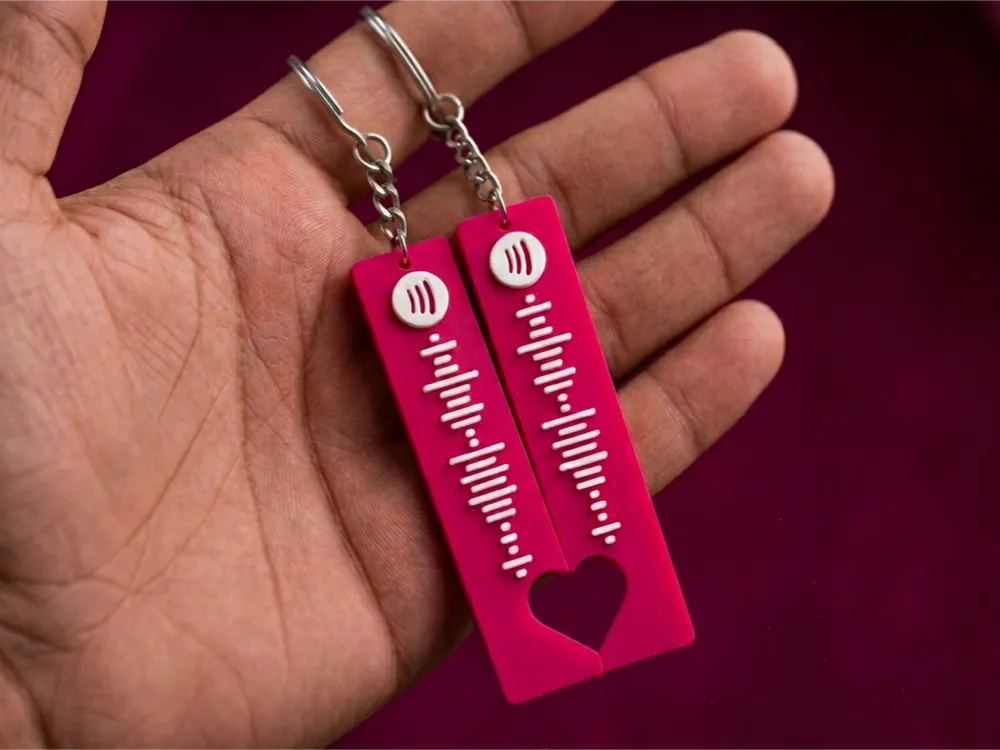 Personalized Spotify Scannable Song Code Heart Matching Keychain | Custom Couple Gift