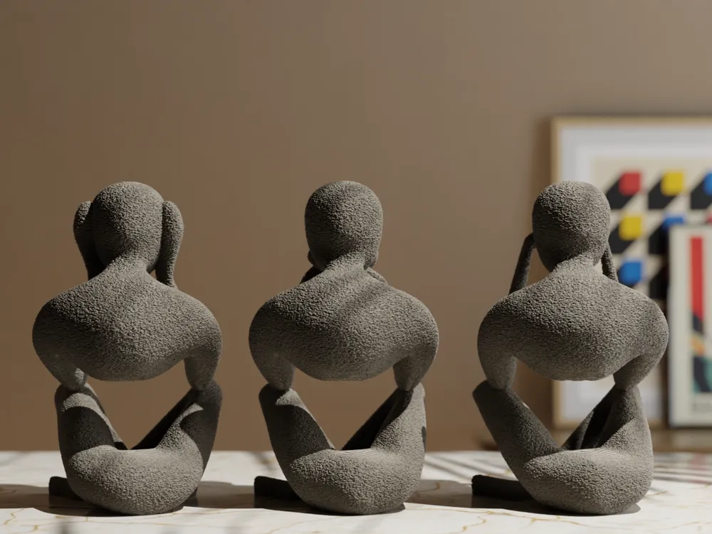 Collecticraft NOBody No Evil Trio Figurines - Modern Aesthetic Decor Set