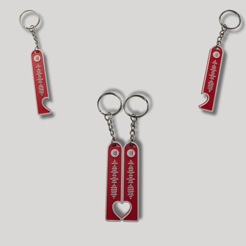 Personalized Matching Heart Spotify Code Keychains - Custom Couple Music Gift