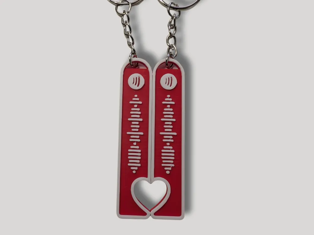 Personalized Matching Heart Spotify Code Keychains - Custom Couple Music Gift