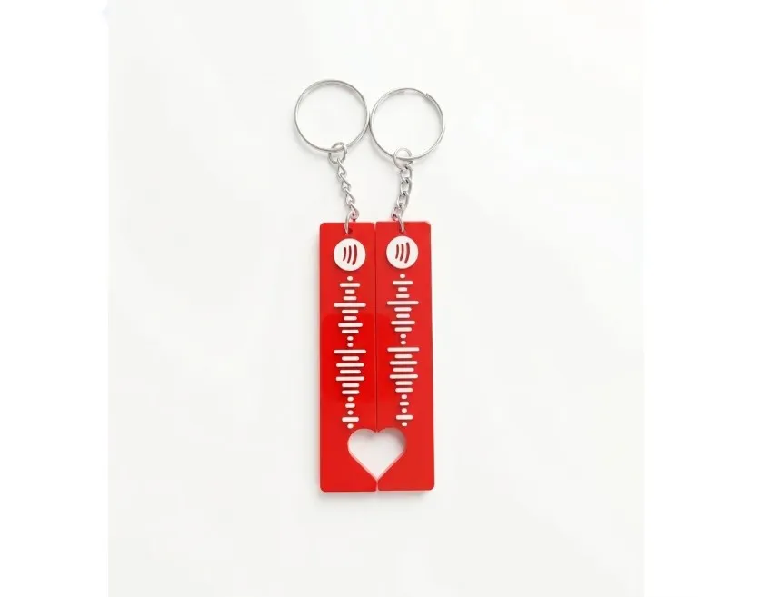Personalized Spotify Scannable Song Code Heart Matching Keychain | Custom Couple Gift
